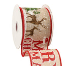2 1/2" Wired Ribbon | "Merry Christmas" Natural/Red | 10 Yard Roll