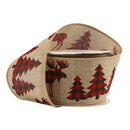2 1/2" Wired Ribbon | "Reindeer Tree" Natural/Red/Black | 10 Yard Roll