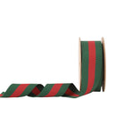 1 1/2" Green Red Striped Ribbon | 10 Yard Roll