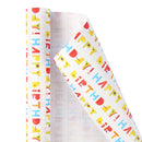 17" x 10' Birthday Mini Wrapping Paper Bundle (3-pack) | Happy Birthday/Balloons/Stripes