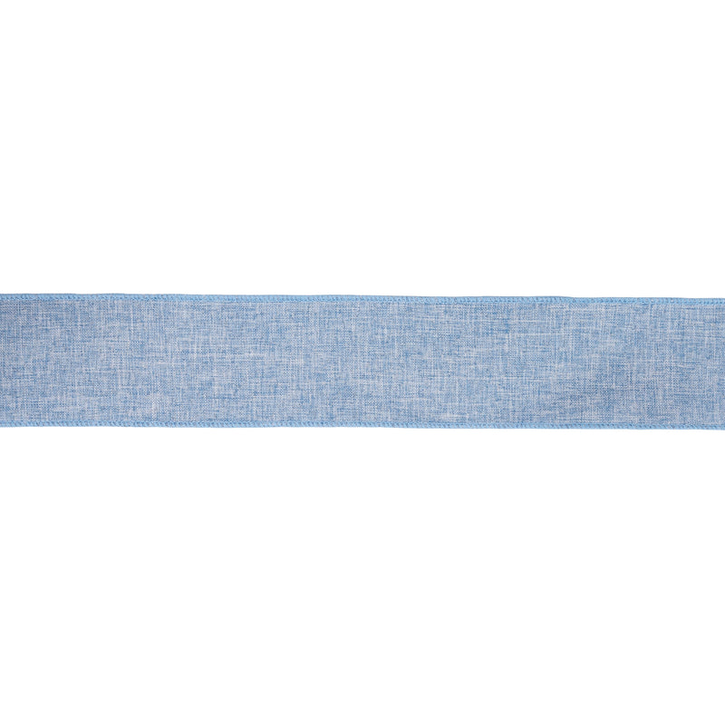 2 1/2" Linen Wired Ribbon | Blue Linen | 10 Yard Roll