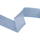 2 1/2" Linen Wired Ribbon | Blue Linen | 10 Yard Roll