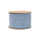2 1/2" Linen Wired Ribbon | Blue Linen | 10 Yard Roll