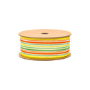1 1/2" Wired Ribbon | Orange/Green/White on Yellow Linen | 10 Yard Roll