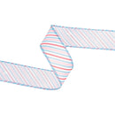 1 1/2" Wired Ribbon | Diagonal Pastel Stripes on White | 10 Yard Roll