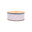 1 1/2" Wired Ribbon | Diagonal Pastel Stripes on White | 10 Yard Roll