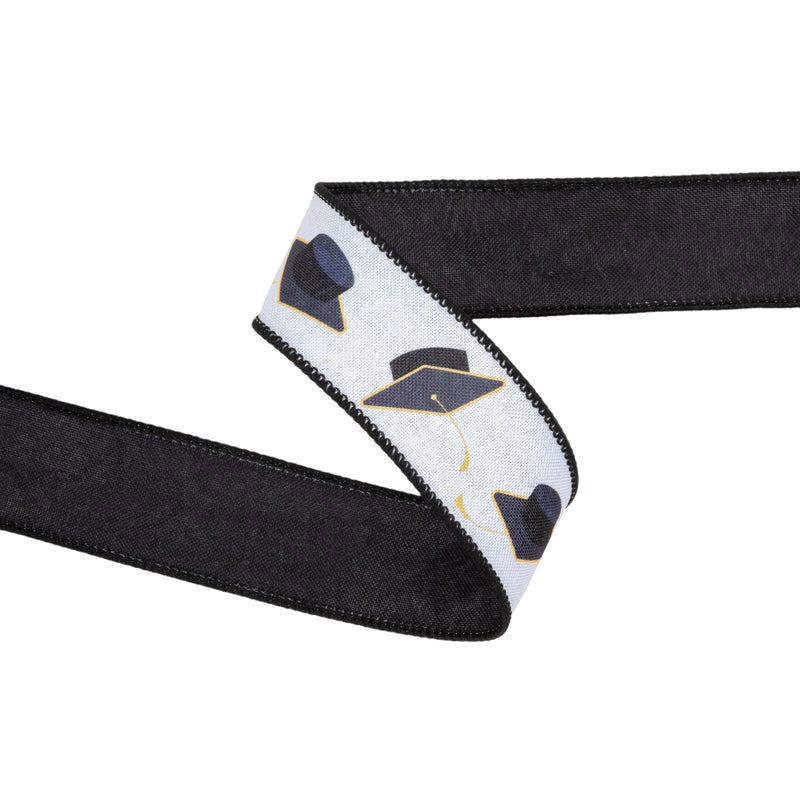 1 1/2" Wired Ribbon | Graduation Hats w/ Black Backing | 10 Yard Roll