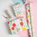 17" x 10' Birthday Mini Wrapping Paper Bundle (3-pack) | Happy Birthday/Balloons/Stripes
