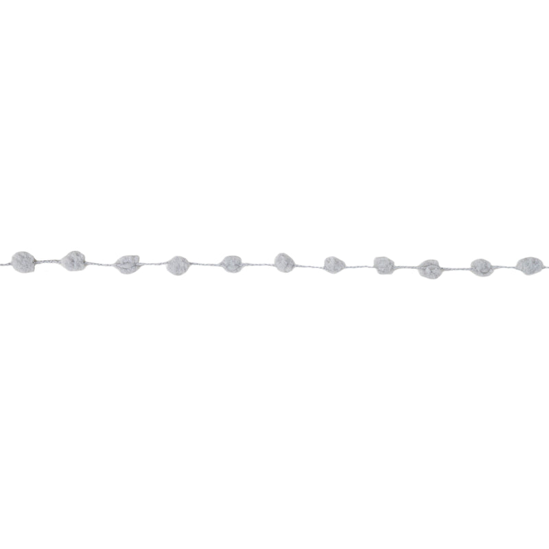 8mm Wired Pom Pom  | Grey | 25 Yard Roll
