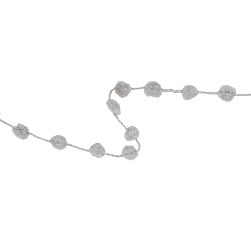 8mm Wired Pom Pom  | Grey | 25 Yard Roll