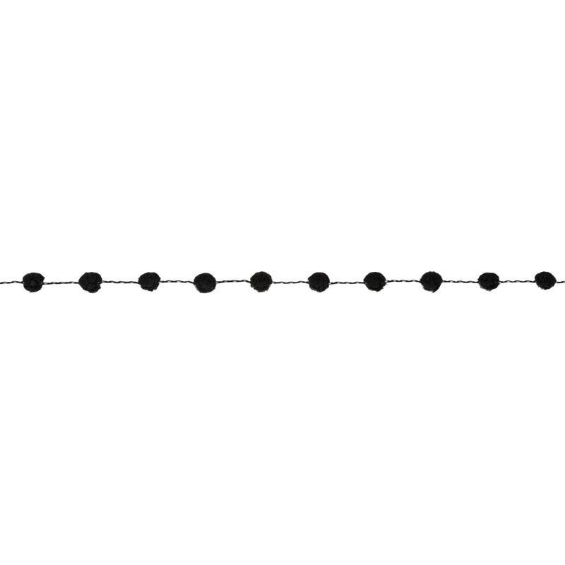 8mm Wired Pom Pom  | Black | 25 Yard Roll