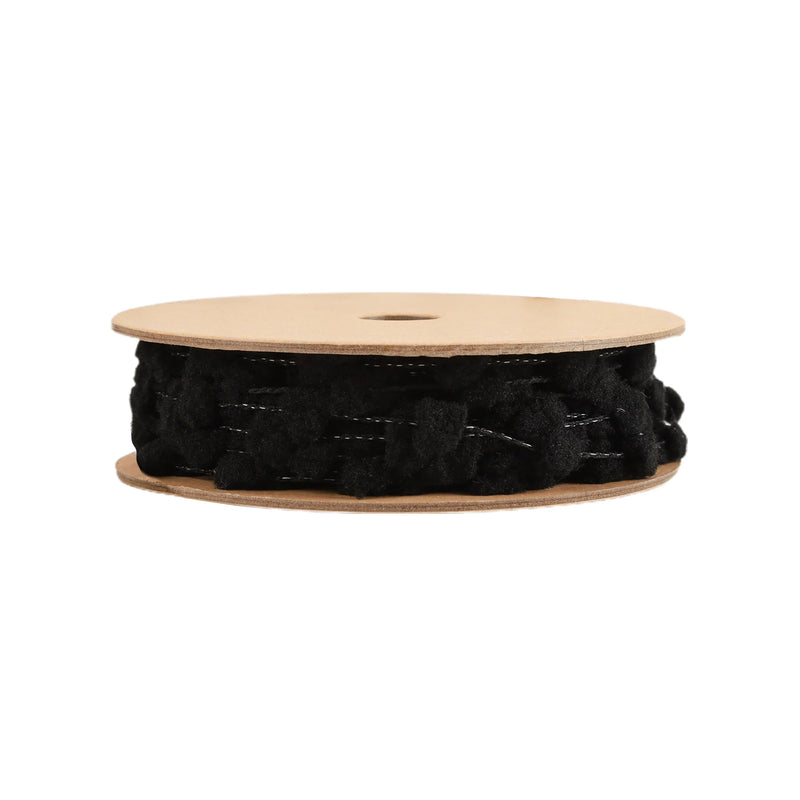 8mm Wired Pom Pom  | Black | 25 Yard Roll