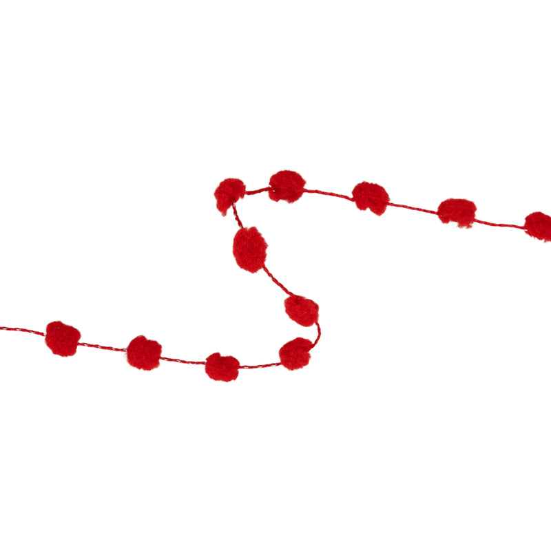 8mm Wired Pom Pom  | Red | 25 Yard Roll