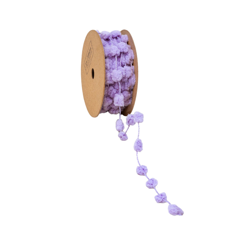 8mm Wired Pom Pom  | Lilac | 25 Yard Roll