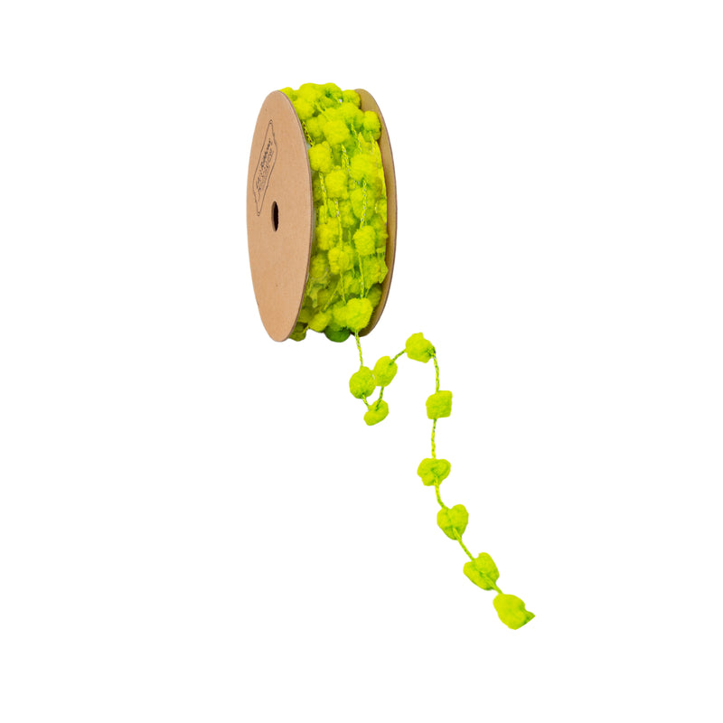8mm Wired Pom Pom  | Lime | 25 Yard Roll