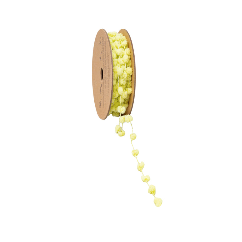 8mm Wired Pom Pom  | Lemon | 25 Yard Roll