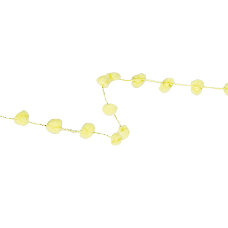 8mm Wired Pom Pom  | Lemon | 25 Yard Roll