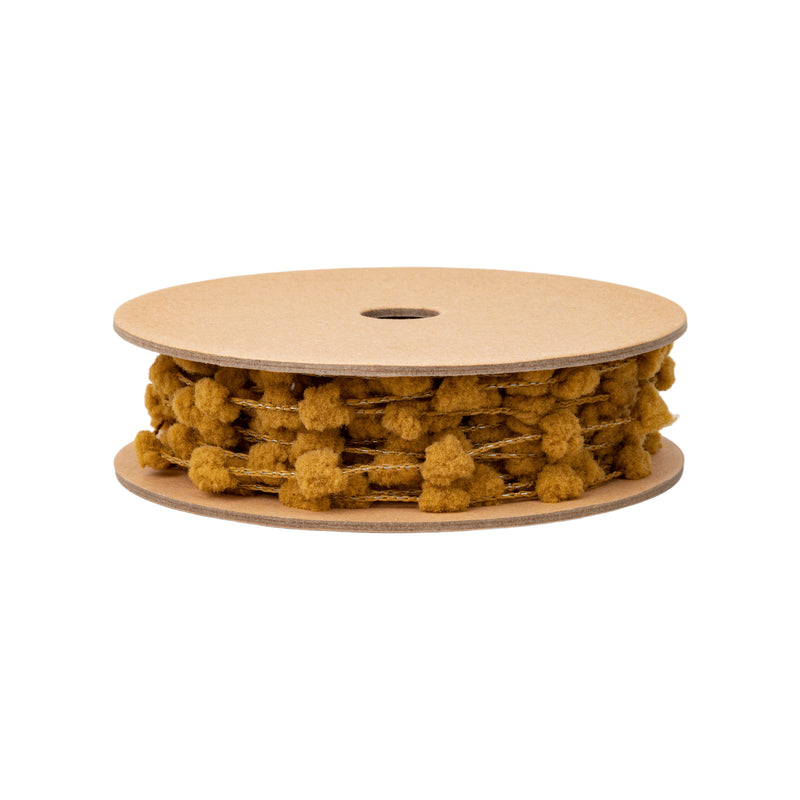 8mm Wired Pom Pom  | Brown | 25 Yard Roll