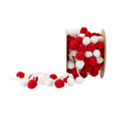 1" Pom Pom Trim | Red and White | 5 Yard Roll