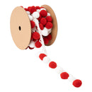 1" Pom Pom Trim | Red and White | 5 Yard Roll