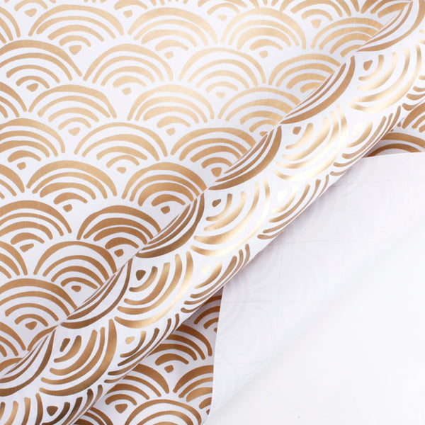 30" x 10' Wrapping Paper | White/Gold Rainbow