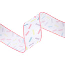 1 1/2" Wired Ribbon | White & Sprinkles | 10 Yard Roll