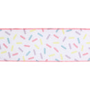 2 1/2" Wired Ribbon | White & Sprinkles | 10 Yard Roll