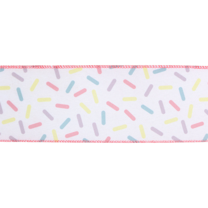 2 1/2" Wired Ribbon | White & Sprinkles | 10 Yard Roll