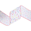 2 1/2" Wired Ribbon | White & Sprinkles | 10 Yard Roll