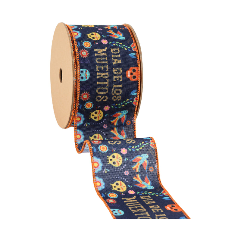 2 1/2" Wired Ribbon | Dia De Los Muertos | 10 Yard Roll