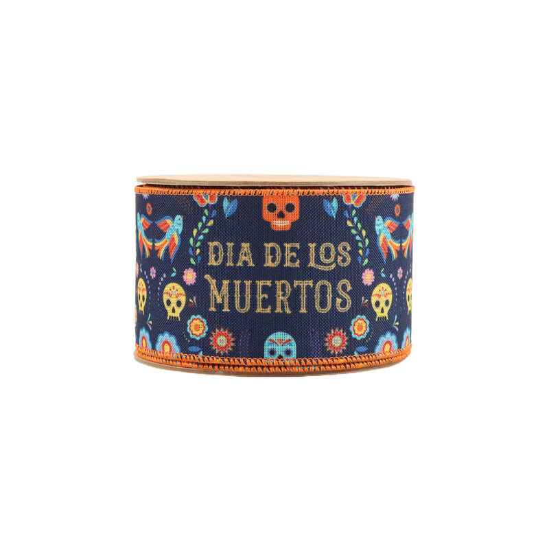 2 1/2" Wired Ribbon | Dia De Los Muertos | 10 Yard Roll