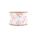 2 1/2" Wired Cotton Ribbon | Baseballs on White | 10 Yard Roll