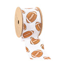 2 1/2" Wired Cotton Ribbon | Glitter Footballs on White | 10 Yard Roll