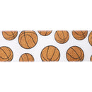 2 1/2" Wired Cotton Ribbon | Glitter Basketballs  on White | 10 Yard Roll