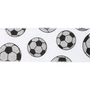 2 1/2" Wired Cotton Ribbon | Glitter Soccer Balls on White | 10 Yard Roll