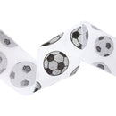 2 1/2" Wired Cotton Ribbon | Glitter Soccer Balls on White | 10 Yard Roll