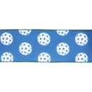 2 1/2" Wired Ribbon | Pickleballs on Blue Indoor | 10 Yard Roll
