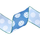 2 1/2" Wired Ribbon | Pickleballs on Blue Indoor | 10 Yard Roll