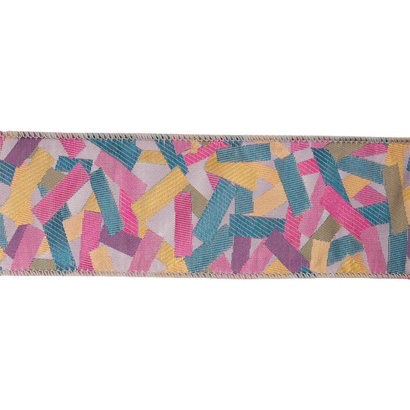2 1/2" Wired Ribbon Confetti | Silver/Hot Pink | 10 Yard Roll