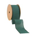 2 1/2" Wired Ribbon | Green Linen | 10 Yard Roll
