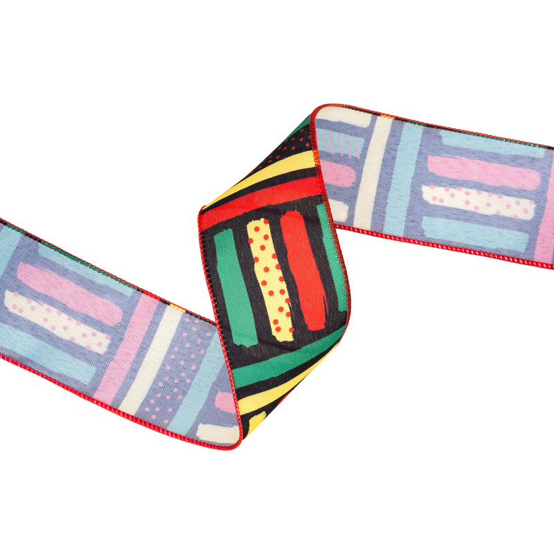 2 1/2" Wired Ribbon | Kente Stripes | 10 Yard Roll