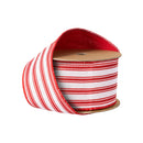 2 1/2" Wired Ribbon | Red Ticking Stripe | 10 Yard Roll