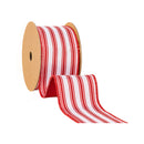 2 1/2" Wired Ribbon | Red Ticking Stripe | 10 Yard Roll