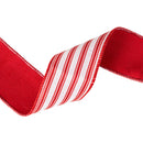 2 1/2" Wired Ribbon | Red Ticking Stripe | 10 Yard Roll