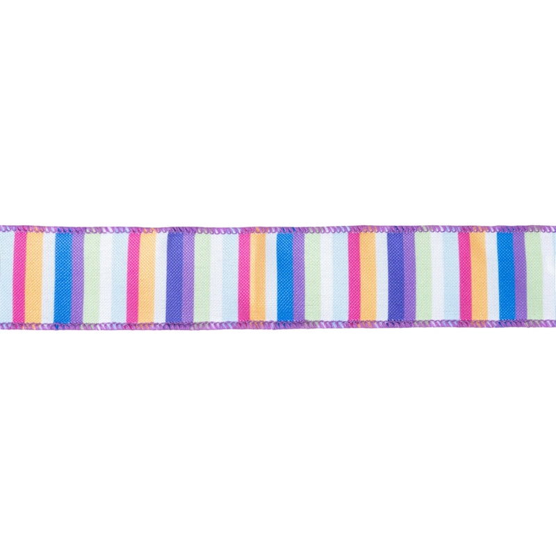 1 1/2" Wired Ribbon | Colorful Bright Vertical Stripes | 10 Yard Roll