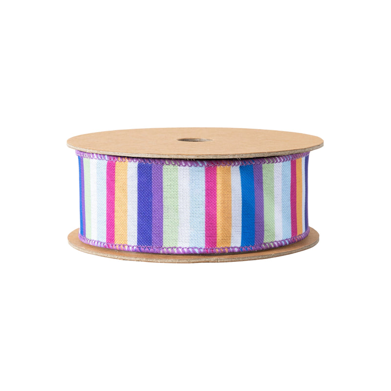 1 1/2" Wired Ribbon | Colorful Bright Vertical Stripes | 10 Yard Roll