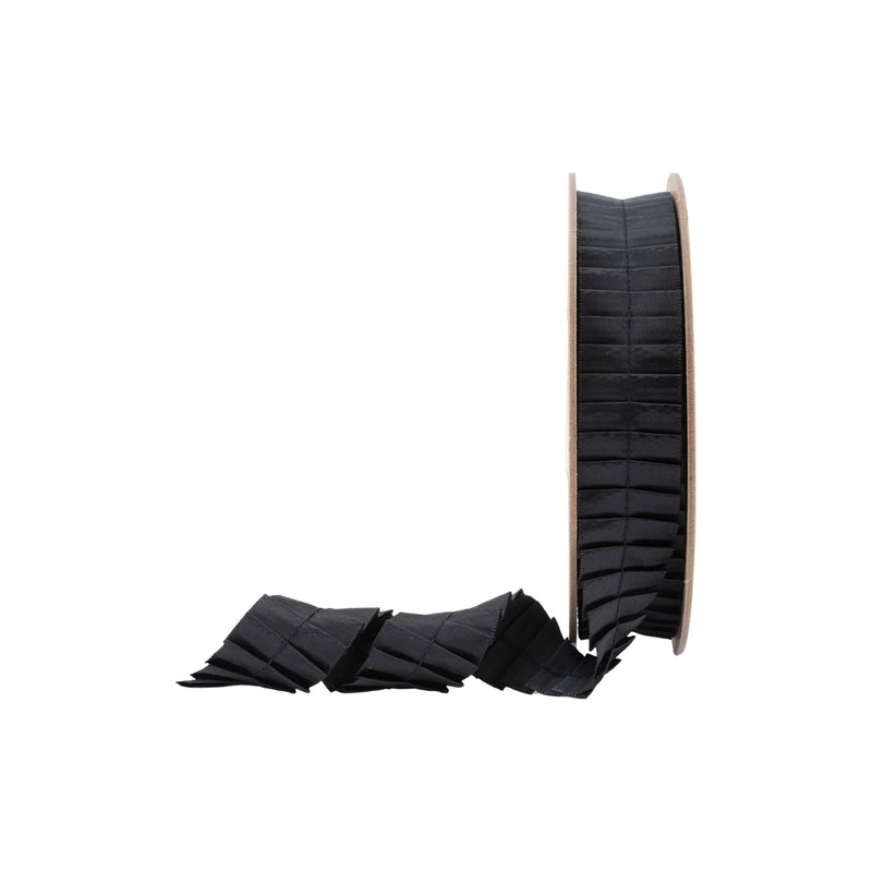 1" Pleated Ribbon | Black | 10 Yard Roll