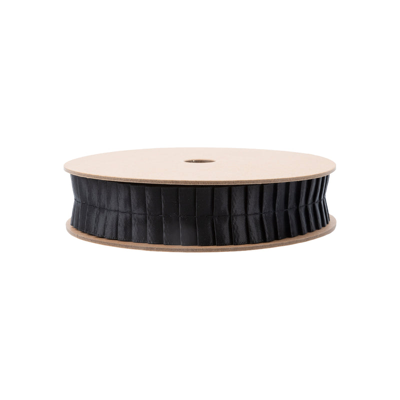 1" Pleated Ribbon | Black | 10 Yard Roll
