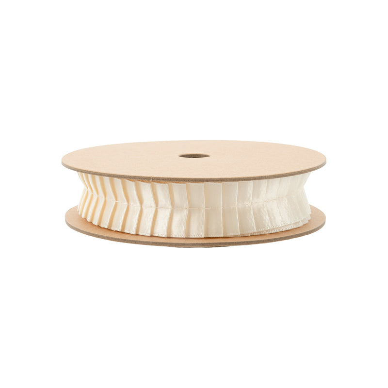 1" Pleated Ribbon | Ivory | 10 Yard Roll