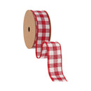 1 1/2" Wired Ribbon | Red and White Check  | 10 Yard Roll